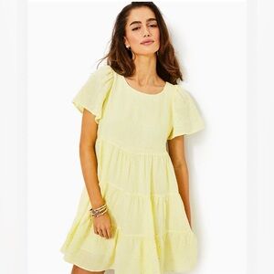 Lilly Pulitzer L Jocelyn short sleeve tiered linen dress 👗